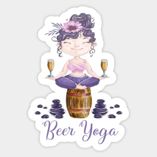 Beer Yoga Pose for Yoga Lovers and Beer Drinkers Sticker